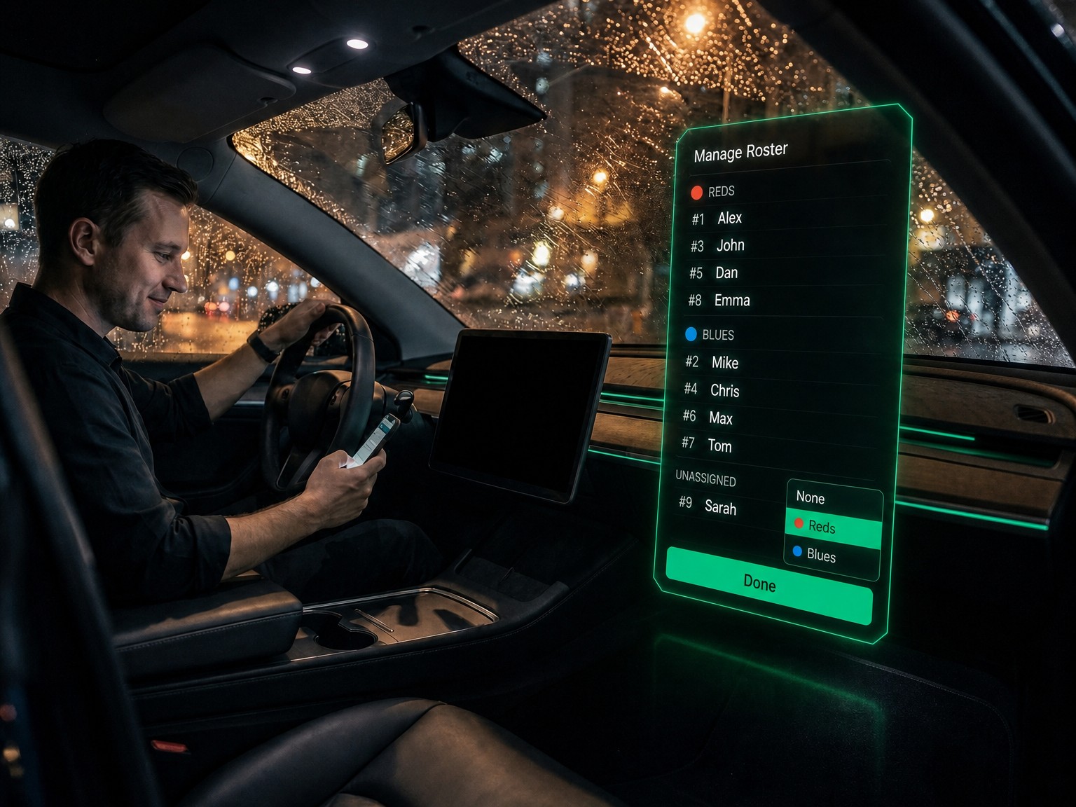 An app for amateur team organizers: the team chat on a phone in the car before the game, nothing to install