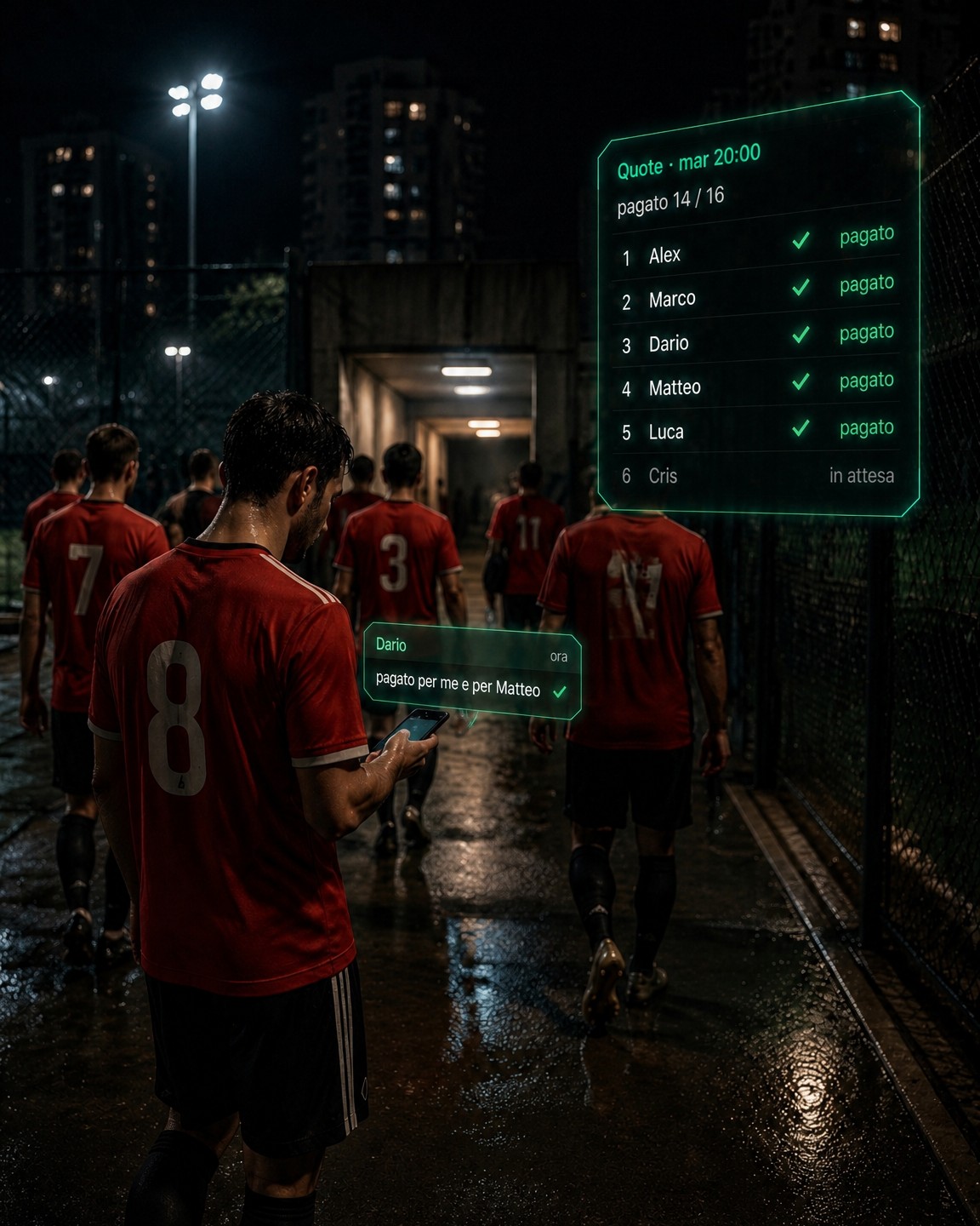 Chi ha pagato il campo: la lista delle quote si vede dentro la chat della squadra, senza foglio di calcolo e senza appello
