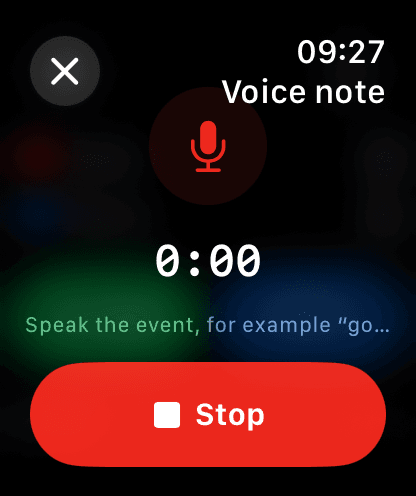 Apple Watch recording a voice note that becomes match events