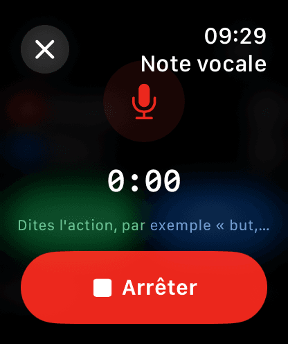 Apple Watch recording a voice note that becomes match events