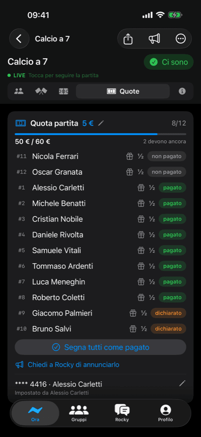 iPhone dues screen: game fee collection with who paid and who owes