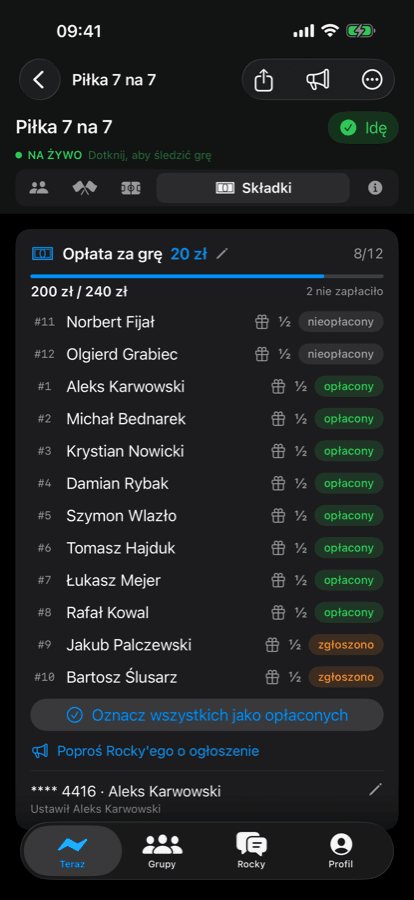 iPhone dues screen: game fee collection with who paid and who owes