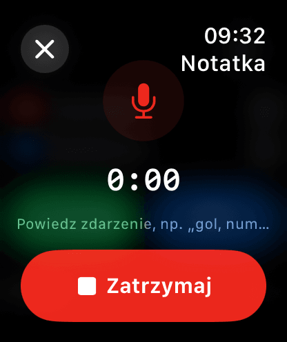 Apple Watch recording a voice note that becomes match events