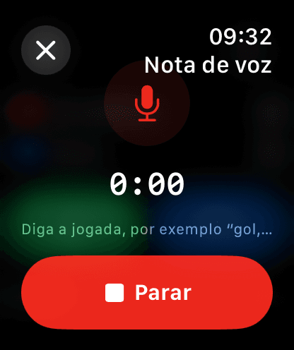Apple Watch recording a voice note that becomes match events